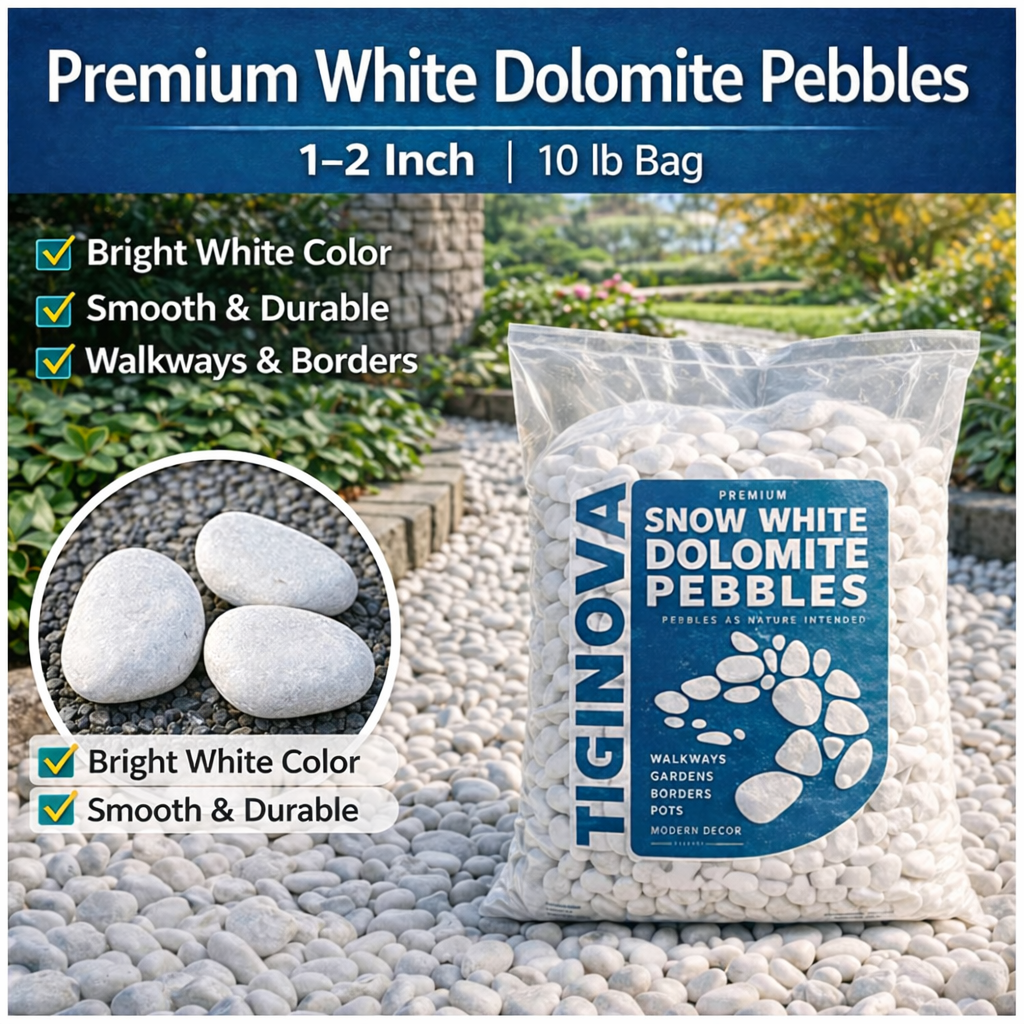 10 lb Premium Decorative Pebbles for Plants & Landscaping, 1–2 Inch Polished River Rocks for Indoor & Outdoor Use, Planters, Vases, Succulents, Terrariums & Garden Decor