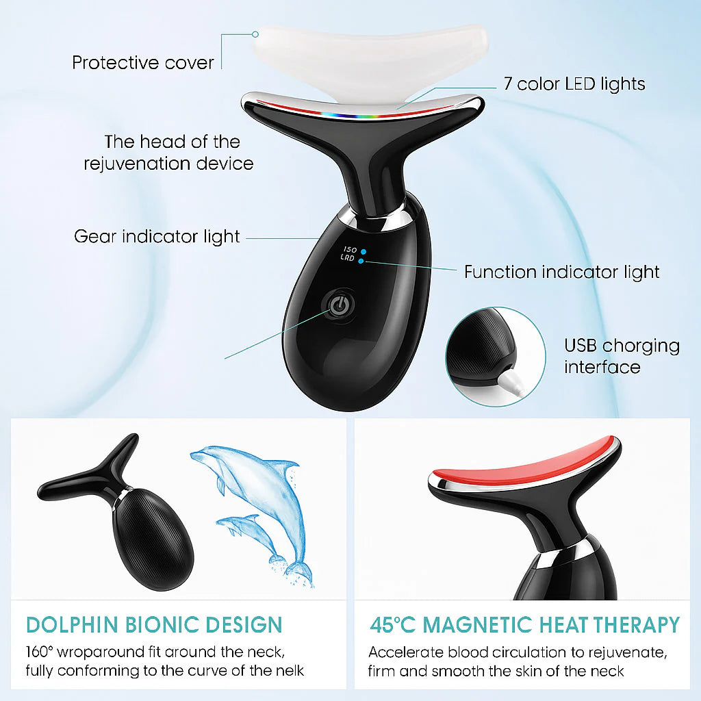 Neck Face Lifting Massager Skin Tighten Device LED anti Wrinkle Double Chin US