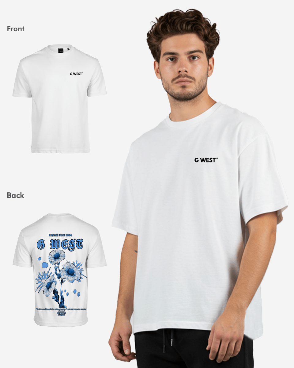 G West Mens Oversized Blue Garden Tee